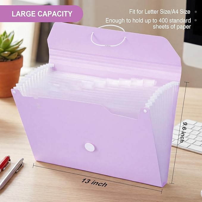Comix Accordion File Organizer, 13 Pocket, A4/Letter Size Documents, Includes - Image 2