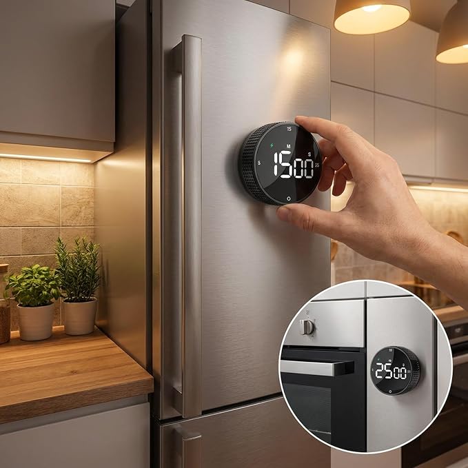 Rechargeable Magnetic Kitchen Timer, LED Countdown/Count-Up Timer, Supports - Image 5