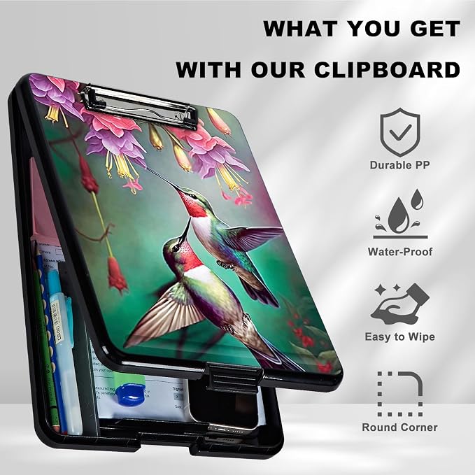 Hummingbird Red Plastic Storage Clipboard - Image 6