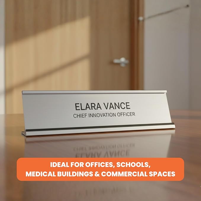 2" x 10" Aluminum Office Desk Nameplate Sign Holder 1 Pack - Image 3