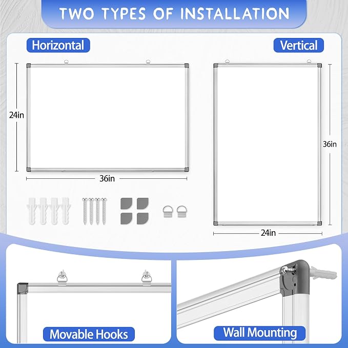 Grtard 36" x 24" Magnetic Dry Erase Whiteboard - Image 5