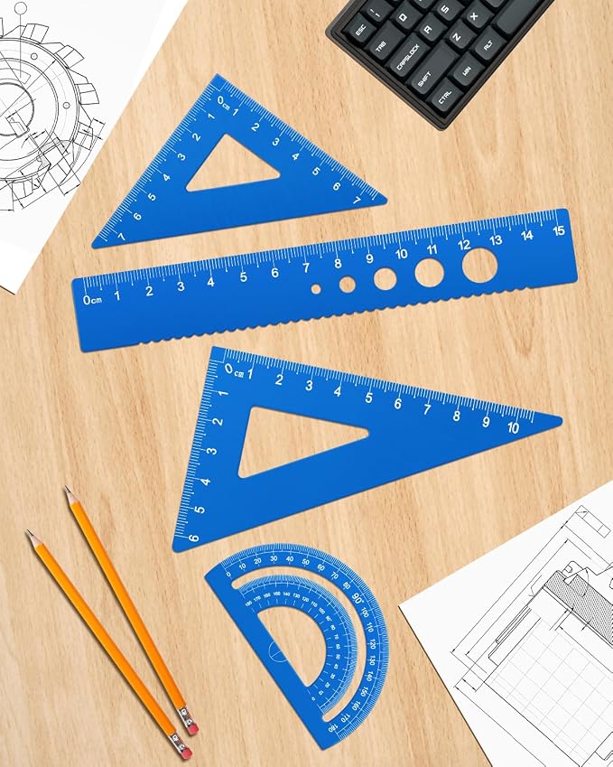 Honagu Triangular Ruler Set, 4 Pieces Aluminum Alloy Ruler, Metal Drafting Ruler - Image 5
