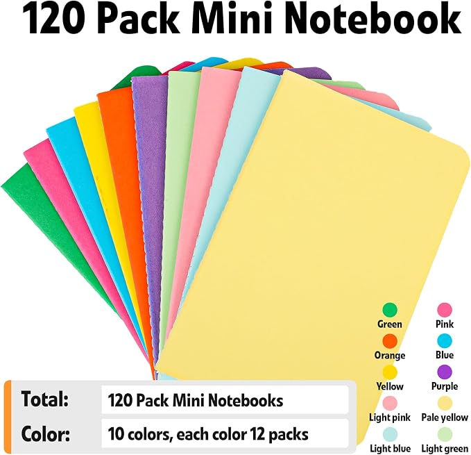 YesBes 120 Pack Small Lined Notepads Bulk, Mini Journal Pocket Notebooks Set - Image 6