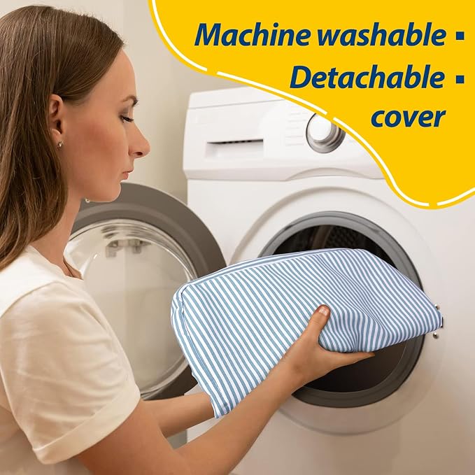AAAAAcessories D-Shaped Chair Cushions, Machine-Washable Cover, Pinstripe Blue - Image 4