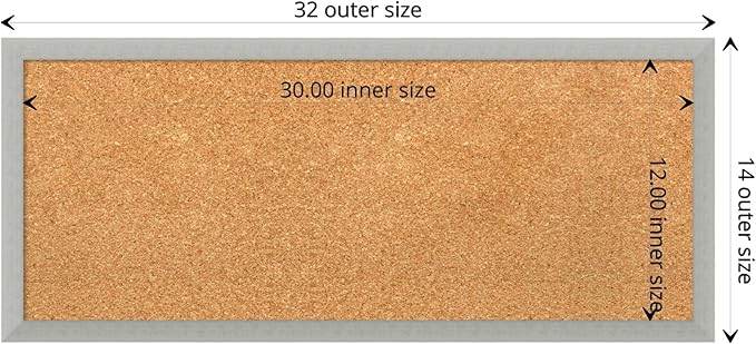 Amanti Art Natural Cork Board for Wall, 14x32 Vision Board with Silver Wood Frame, Medium Corkboard Office Decor for Home Organization, Casual Corkboard Pinboard to display items for home organization-DeskLoop Office