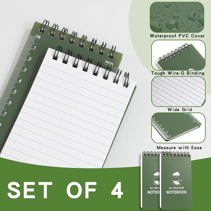 Waterproof Notebook, 4 Pack Pocket Notepad, All Weather Police Pocket Notebook - Image 3