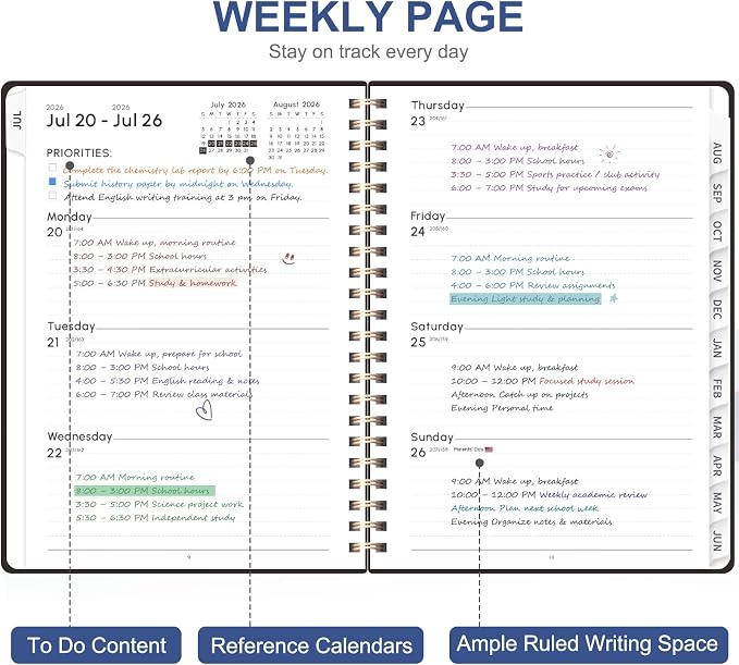 Planner 2026-2027, Weekly and Monthly Calendar Planner, JUL 2026 - Image 3