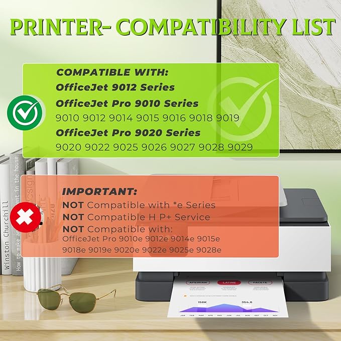 962XL Ink Cartridges Combo Pack OfficeJet Pro 9010 9015 9020 9018 Compatible with HP 962 XL Ink Cartridges HP962XL/962 HP962XL HP962 Printer Ink for OfficeJet Pro 9015 9010 9020 9018 9025 9012 9022-DeskLoop Office