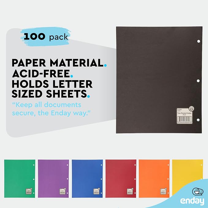 Black Paper Folders with Pockets - Image 4