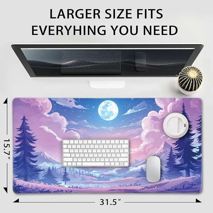 Mountain Moonlight Large Gaming Mouse Pad 31.5"x15.7"｜XXL Desk Mat, Non-Slip - Image 4