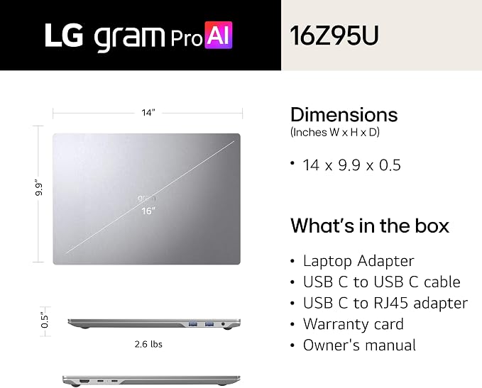 LG gram Pro 16-inch Thin and Lightweight Dual AI Laptop Computer, Windows 11 - Image 17