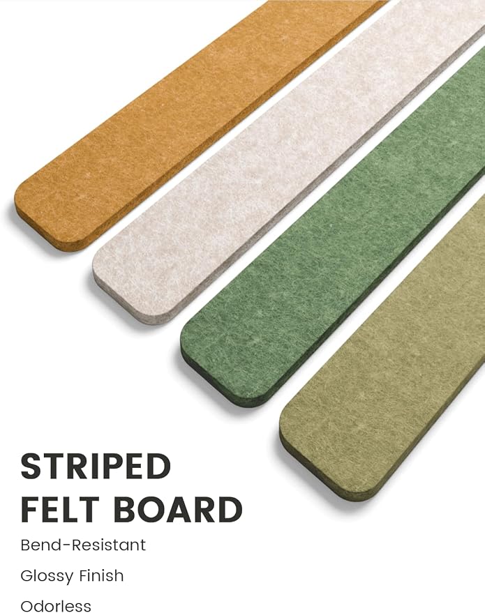 Fluxynara Cork Board Alternative Felt Strip Board 8-Pack 13"x2", Office Pin - Image 3