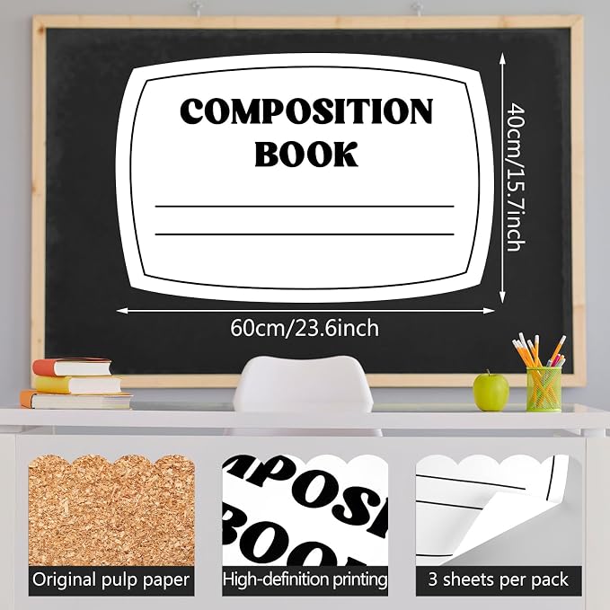 Fuutreo 3 Pcs Composition Book Bulletin Board Paper Composition Notebook - Image 2