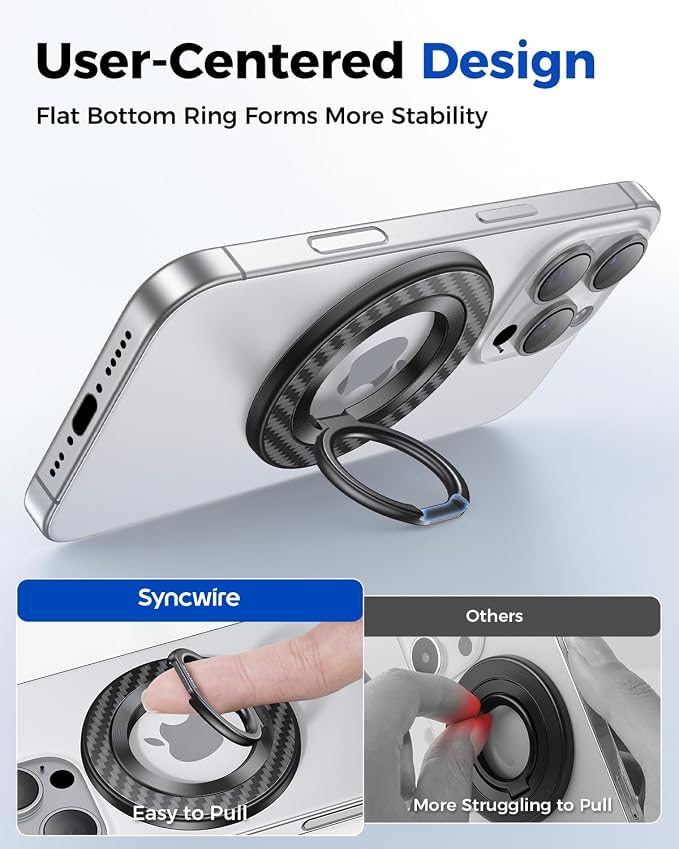 SYNCWIRE Carbon Fiber Magnetic Phone Ring Holder - Image 7