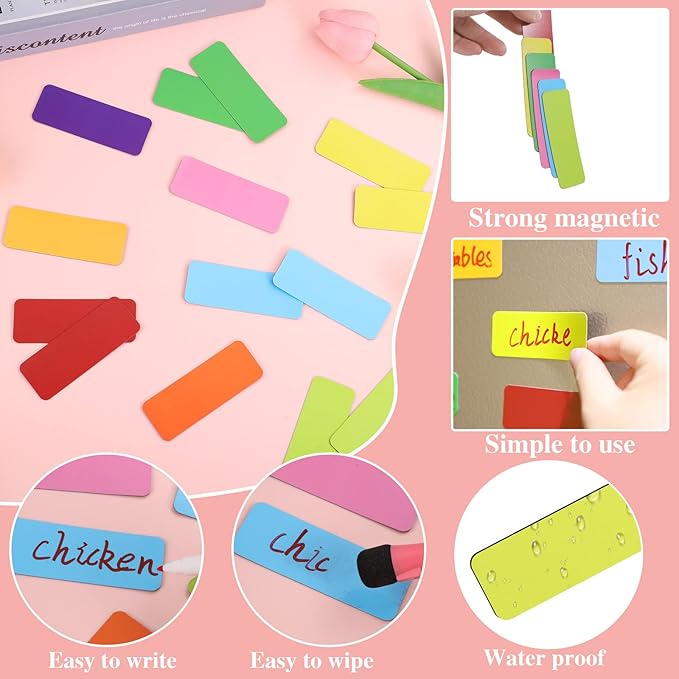 72 Pcs Dry Erase Magnetic Labels, 3.2x1.2 Magnets Name Tags Label Stickers - Image 3