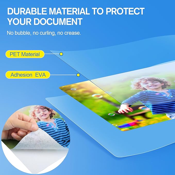KTRIO 5 Mil Laminating Sheets 150 Pack, Various Sizes Thermal Laminating Pouches, Clear Laminate Sheets for Letter Size, Photos, Notecards, ID Badges, Business Cards, Compatible with Laminators-DeskLoop Office