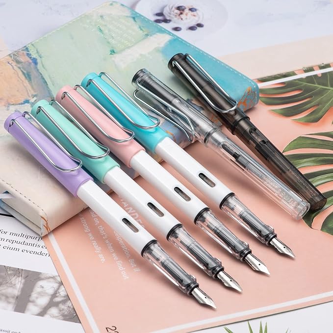 Lanxivi Calligraphy Fountain Pen Set, 6 Assorted Tip Sizes and Color for Art Drawing and Writing Signature-DeskLoop Office