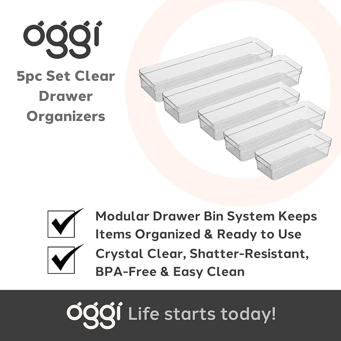 Oggi Set of 5 Clear Drawer Organizers - Image 7