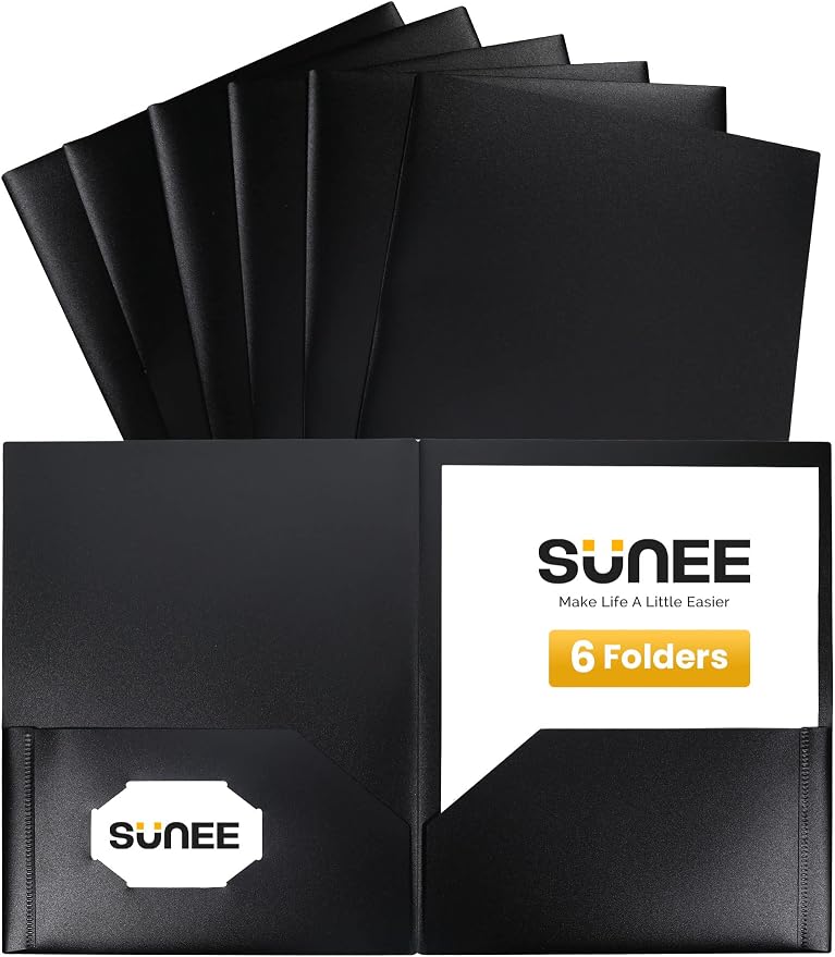 SUNEE 2 Pocket Folders Heavy Duty Plastic Folders by SUNEE