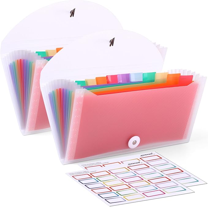 2Pcs Receipt Coupon Organizer, 13 Pockets Small Accordion File Organizer by Nicecho