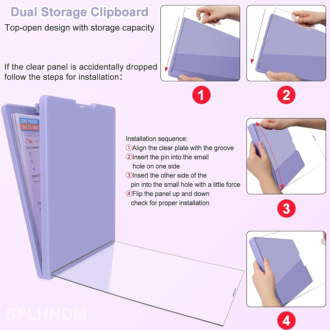 SFLHHDM Clipboard with Storage, Heavy Duty Clip Boards 8.5x11 with 2 Storage - Image 6