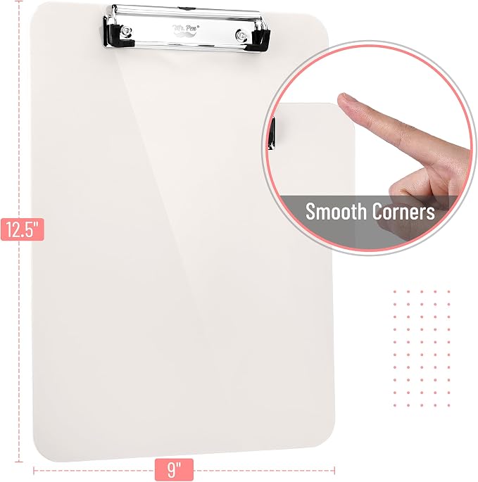 Mr. Pen- Plastic Clipboard, 12.5” x 9”, Clipboard Plastic | Low-Profile Metal - Image 2