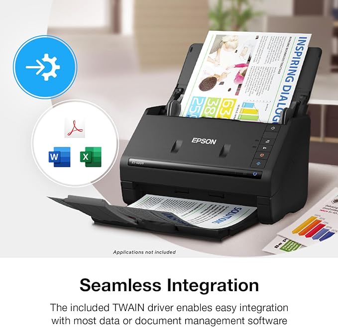 Epson Workforce ES-400 II Color Duplex Desktop Document Scanner for PC and Mac, with Auto Document Feeder (ADF) and Image Adjustment Tools, ES-400 II-DeskLoop Office