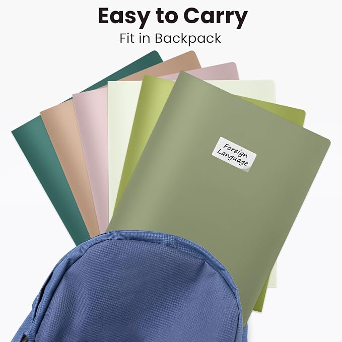 Sooez 6Pack Folders with Pockets, Pocket Folders with Extra Labels, Plastic - Image 5