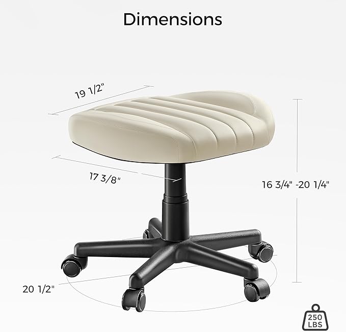 EUREKA ERGONOMIC Multi-Use Foot Stool, Height Adjustable Footrest Stool with Wheels, 360°Swivel Leg Rest Rolling Chair, Rest Ottoman Under Desk for Home Office,Beige-DeskLoop Office