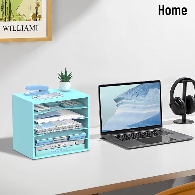SHARKWOODS 5-Tier Wood Desk Organizer, Paper Tray Organizer - Image 7