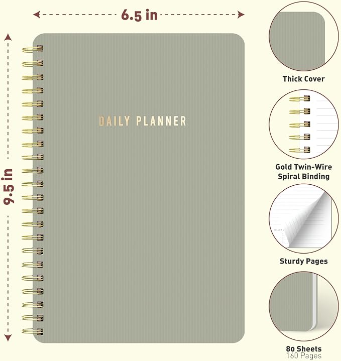Sweetzer & Orange Daily Planner Notebook – Undated Two-Page Daily Layout - Image 2