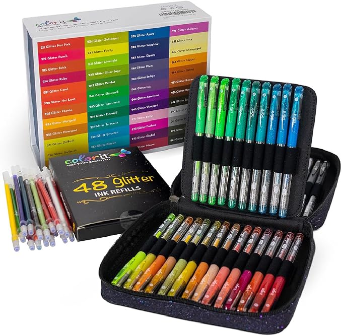 ColorIt Glitter Gel Pens for Coloring – 96 Pack by ColorIt
