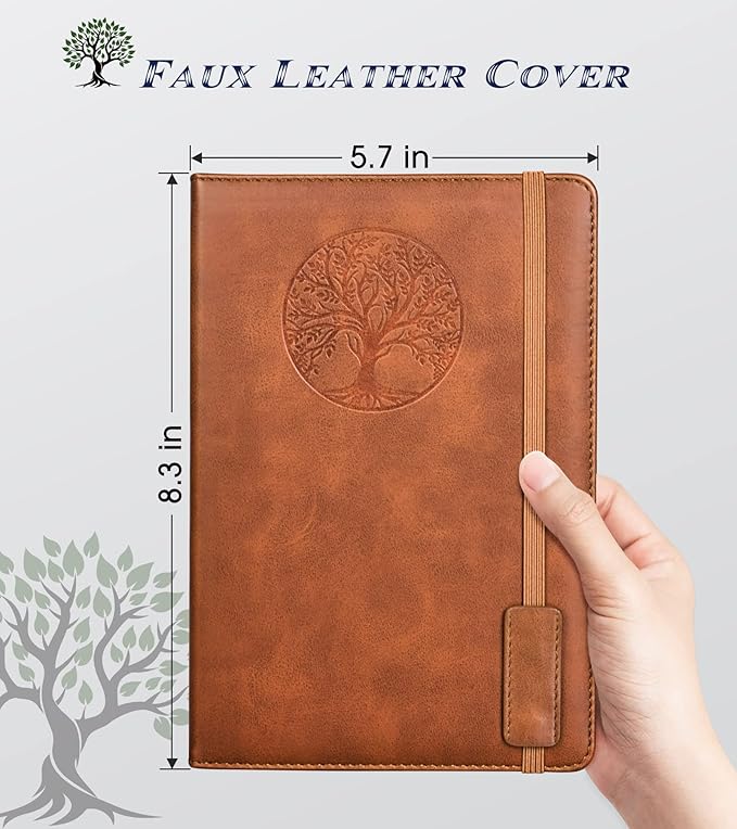 Lined Journal Notebook for Women Men,256 Pages A5 Hardcover Leather Journals for Writing,Travel,Business,Work & School,College Ruled Notebooks for Note Taking,Diary Notepad 5.7"×8.3"(Brown)-DeskLoop Office