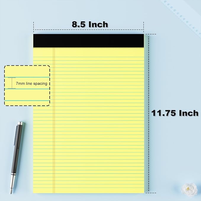 Legal Pads 8.5 x 11 College Ruled Note Pads 8.5 x 11.75 Yellow Notepad 80gsm - Image 2