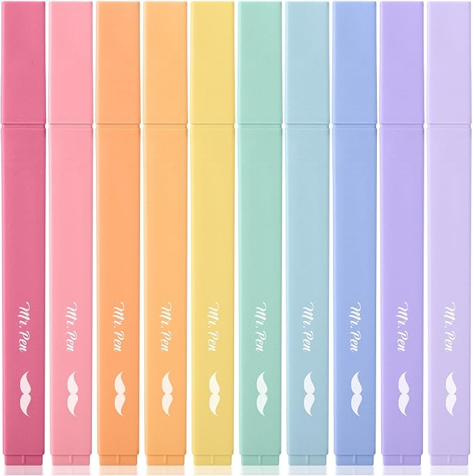 Mr. Pen- Aesthetic Highlighters No Bleed, 10 Pack, Cute Highlighters Assorted by MrPen