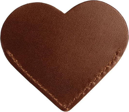 Jack&Chris Genuine Leather Heart Bookmark, Handmade Stitched Corner Page by JackChris