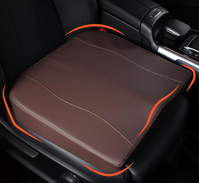 Car Seat Cushion, Comfort Memory Foam Car Cushions for Driving - Sciatica & Lower Back Pain Relief, Driver Seat Pillow for Auto, Office Chair, Wheelchair - Classic Brown-DeskLoop Office