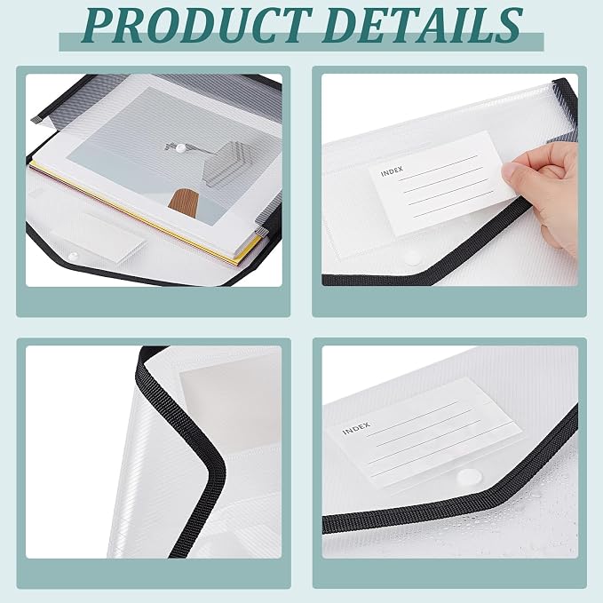 CUTHOLLOW 12 Pack Expanding File Folder, Large Capacity Black Plastic Document - Image 5