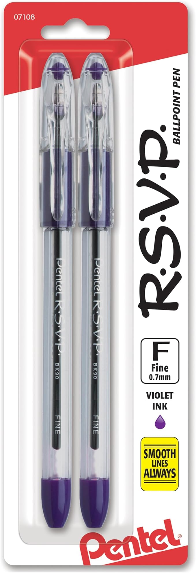 Pentel RSVP Ballpoint Pen, Fine Line, Violet Ink by PentelofAmerica