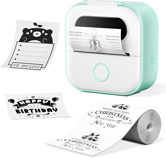 Sticker Printer Y02C, Portable Mini Sticker Maker Y02C, Mini Printer Sticker Machine with 1 Roll Paper, Bluetooth Thermal Portable Inkless Receipt Machine for Learning, Note, Photos, Journal-DeskLoop Office