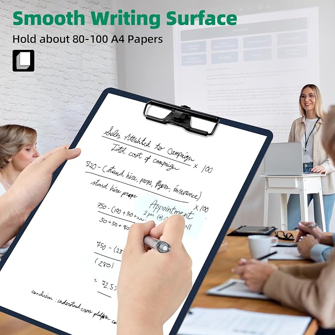 FRETONBA Blue Clipboard with Pen Holder, 2 Pack Plastic Clipboard with Low - Image 4