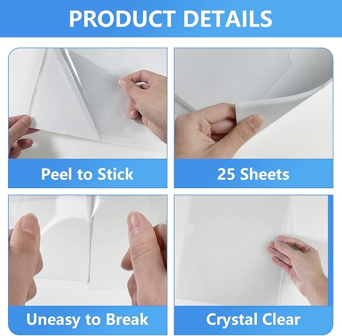 8.5" x 11" Peel & Stick Letter Size Pocket, Crystal Clear 8.5 x 11 Adhesive - Image 3