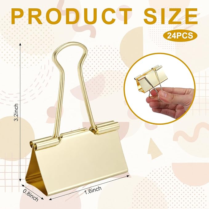 Frienda 24 Pack 2 Inch Extra Large Binder Clips Big Paper Clamps Metallic Large - Image 2
