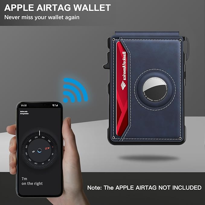 KIKVES Airtag Wallet for Men, Mens Smart Wallet for Air Tag RFID Blocking - Image 4