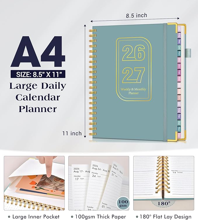 Academic Planner 2026-2027, 18 Months Weekly and Monthly Hardcover Planner - Image 5