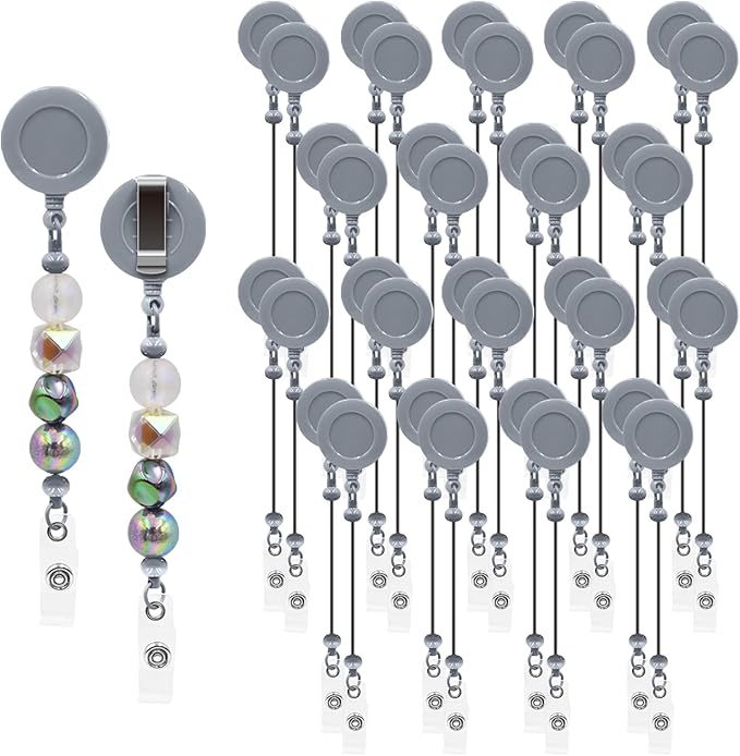 15pcs Gray Beadable Badge Reels Making Kits by Unknown