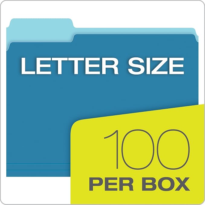Pendaflex Two-Tone Color File Folders, Letter Size, 1/3 Cut, 100 per box - Image 5
