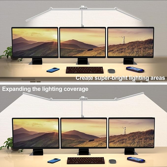 Micomlan 3000 Lumen Super Bright Led Desk Lamp for Home Office, 47Inches Long Architect Desk Lamp with Clamp, Dimmable Table Light with Adjustable Monitor Light Bar Tall Office Lighting for Computer-DeskLoop Office