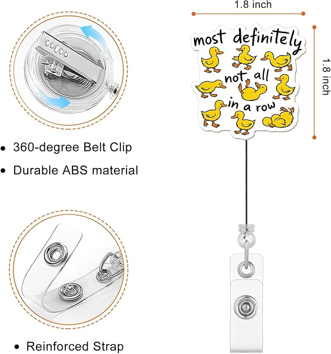 Funny Duck Badge Reel, Not All Ducks in a Row Badge Holder - Image 2
