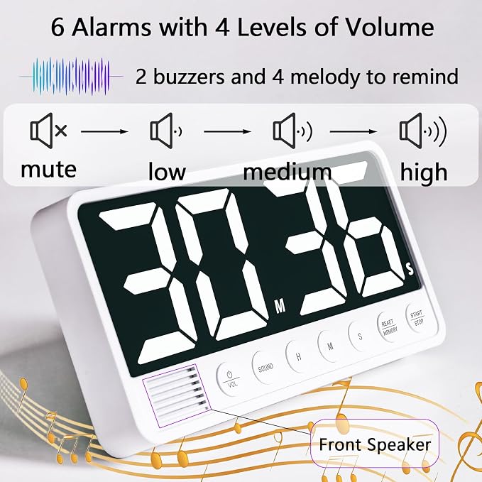 Digital Kitchen Timer with 7.1” Extra Large Display, Rechargeable Magnetic LED - Image 3